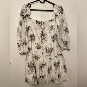 H&M Black Floral Long Sleeve Dress